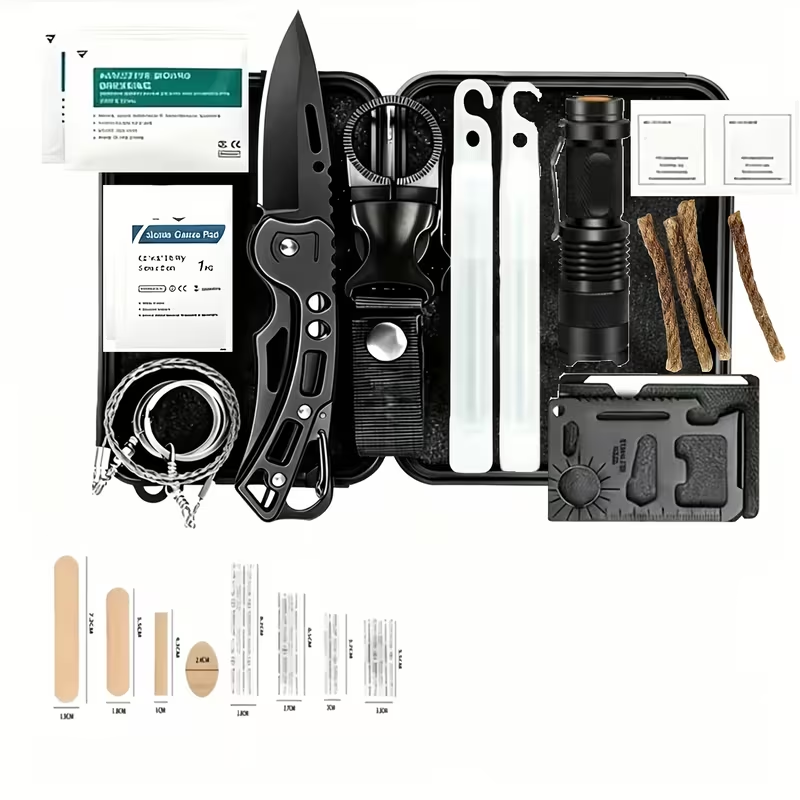 Fishing Equipment Essentials - 62-delige set met overlevingsuitrusting, tactisch messet